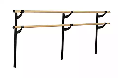 Vita Vibe - Traditional Wood Double Barre Adjustable Height Wall Mount Ballet Barre - Stretch/Dan...
